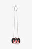 Alexander McQueen Black Multicolour Floral Print Satin Skull Closure Clutch with Chain