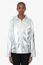 Black Comme des Garçons Silver Metallic Zip-up Jacket Size M
