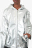 Black Comme des Garçons Silver Metallic Zip-up Jacket Size M