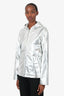Black Comme des Garçons Silver Metallic Zip-up Jacket Size M