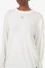 Fendi White Wool Ribbed Knit FF Logo Sweater Size 50