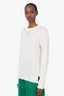 Fendi White Wool Ribbed Knit FF Logo Sweater Size 50