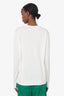 Fendi White Wool Ribbed Knit FF Logo Sweater Size 50