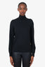 Burberry Black Wool/Silk Monogram Motif Funnel Neck Sweater Size L