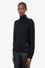 Burberry Black Wool/Silk Monogram Motif Funnel Neck Sweater Size L