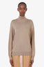Burberry Brown Wool/Silk Monogram Motif Funnel Neck Sweater Size L