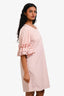 See by Chloé Rose Pink Cotton Eyelet Scallop Sleeved Babydoll Dress Size 38
