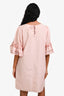 See by Chloé Rose Pink Cotton Eyelet Scallop Sleeved Babydoll Dress Size 38