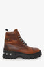 Miu Miu Brown Aged Leather Lace Up Combat Boots Size 37.5