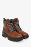 Miu Miu Brown Aged Leather Lace Up Combat Boots Size 37.5