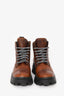 Miu Miu Brown Aged Leather Lace Up Combat Boots Size 37.5