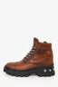 Miu Miu Brown Aged Leather Lace Up Combat Boots Size 37.5