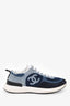 Pre-Loved Chanel™ Navy Denim Washed CC Logo Sneakers Size 37.5