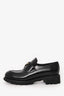 Prada Black Brushed Leather Triangle Logo Chocolate Loafers Size 37.5