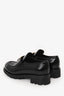 Prada Black Brushed Leather Triangle Logo Chocolate Loafers Size 37.5