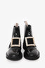 Roger Vivier Black Patent Leather Crystal Embellished Buckle Chelsea Boots Size 38