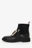 Roger Vivier Black Patent Leather Crystal Embellished Buckle Chelsea Boots Size 38