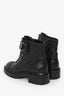 Pre-Loved Chanel™ Black Lambskin Leather Quilted CC Logo Lace Up Boots Size 38