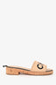 Pre-Loved Chanel™ Beige/Black Leather Logo Platform Sandals Size 36.5