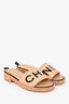 Pre-Loved Chanel™ Beige/Black Leather Logo Platform Sandals Size 36.5