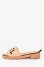 Pre-Loved Chanel™ Beige/Black Leather Logo Platform Sandals Size 36.5