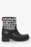 Moncler Black Rubber Graffiti Logo Rain Boots Size 38