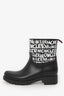 Moncler Black Rubber Graffiti Logo Rain Boots Size 38