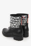 Moncler Black Rubber Graffiti Logo Rain Boots Size 38