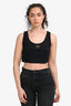 Prada 2024 Black Cotton Triangle Plaque Cropped Tank Top Size 42