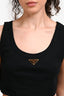 Prada 2024 Black Cotton Triangle Plaque Cropped Tank Top Size 42