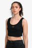 Prada 2024 Black Cotton Triangle Plaque Cropped Tank Top Size 42