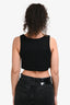 Prada 2024 Black Cotton Triangle Plaque Cropped Tank Top Size 42