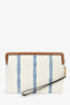 Celine White Tweed/Brown Leather Triomphe Pouch With Wrist Strap