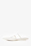 Valentino White Leather Pointed Toe Cage Mules Size 39.5
