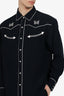 Needles Navy Embroidered Piped Twill Shirt Size M Mens