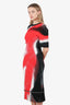 Alexander McQueen Black/Red Mushroom Spores Jacquard Pencil Dress Size XS
