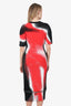 Alexander McQueen Black/Red Mushroom Spores Jacquard Pencil Dress Size XS