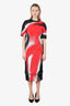 Alexander McQueen Black/Red Mushroom Spores Jacquard Pencil Dress Size XS