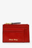Miu Miu Red Leather Zip Card Holder