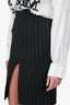 Saint Laurent Grey Wool Striped Midi Skirt Size 34
