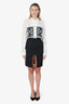 Saint Laurent Grey Wool Striped Midi Skirt Size 34