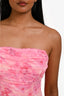 Elliatt Pink Patterned Ruched Strapless 'Ivy' Mini Dress Size S