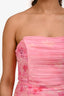Elliatt Pink Patterned Ruched Strapless 'Ivy' Mini Dress Size L