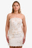 Elliatt White Mesh Flroal Embroidered Bow Back Strapless 'Vanessa' Mini Dress Size L