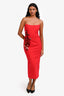 Elliatt Red Sequin/Crystal Embellished Strapless 'Yasmine' Midi Dress Size S
