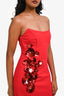 Elliatt Red Sequin/Crystal Embellished Strapless 'Yasmine' Midi Dress Size S