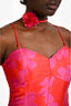 Elliatt Pink/Orange Ruffle Trim 'Eloise' Midi Dress With Floral Ties Size L