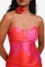 Elliatt Pink/Orange Ruffle Trim Strapless 'Eloise' Midi Dress with Floral Ties Size S