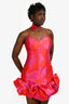 Elliatt Pink/Orange Ruffle Trim 'Eloise' Midi Dress With Floral Ties Size L