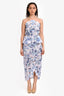 Elliatt White/Blue Floral Embroidered Sequin Embellished Strapless 'Savannah' Midi Dress Size M